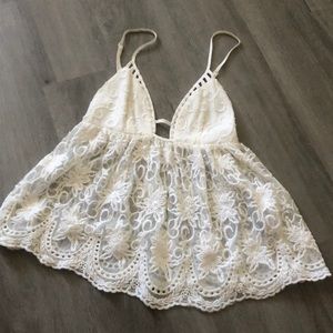 Adorable Lacey white tank top